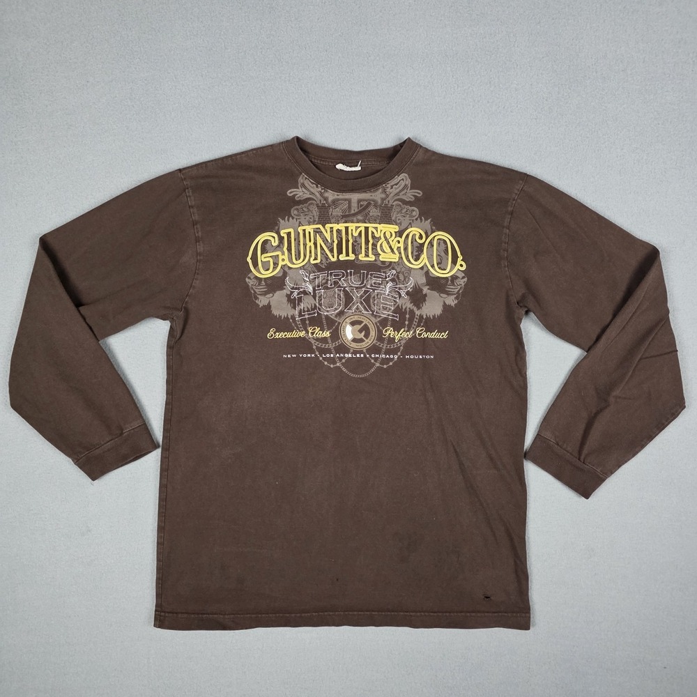 G-Unit Co Shirt Men Large Brown Heavyweight True Luxe Hip Hop Streetwear 50 Cent